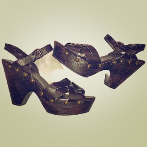 Mossimo Supply Co. Brown Leather Platform Sandal - Picture 2 of 8